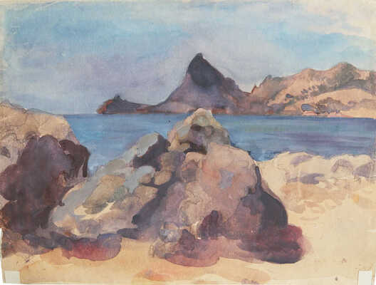 Баснина-Верхоланцева Анна Николаевна. Судак. Развалины генуэзской крепости (на оборотной стороне побережье Крыма)